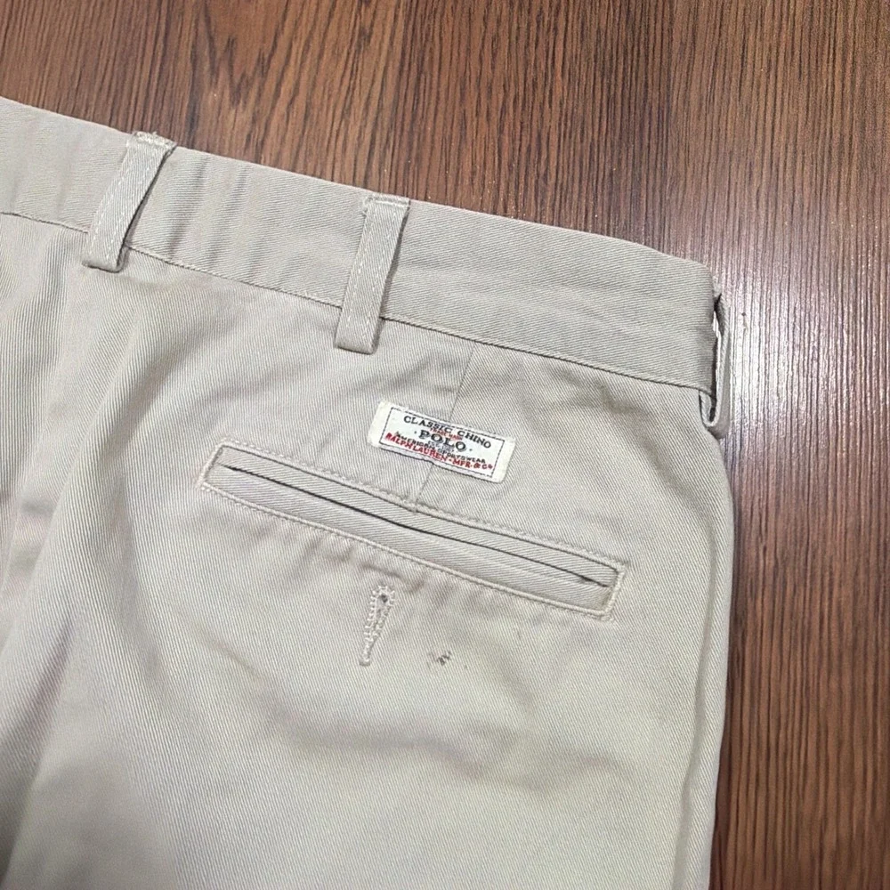 Polo Ralph Lauren Hammond Pants Mens 32x27 Light Khaki Color Cuffed Pleated